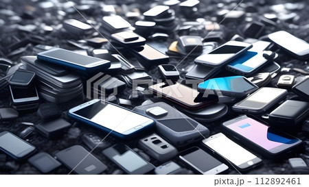 Old cellphones trash, mobile phones garbage, smartphones rubbish heap 112892461