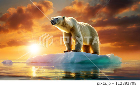 Desperate Polar Bear on an Iceberg Drifting in the Sea - Generative Ai Desperate Polar Bear on an Iceberg Drifting in the Sea - Generative Ai 112892709