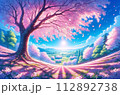 桜と美しく広がる青空と自然の景色 112892738