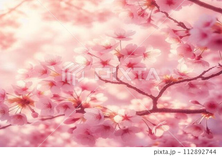 ふんわりした桜の花のアップ 112892744