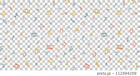 簡單的手繪音符向量插圖集寬 112894209