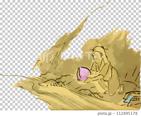 奶奶在河邊摘桃子_桃太郎 112895178