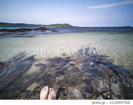 Bare feet at Carrickfad by Portnoo at Narin Strand in County Donegal Ireland Bare feet at Carrickfad by Portnoo at Narin Strand in County Donegal Ireland 112895788