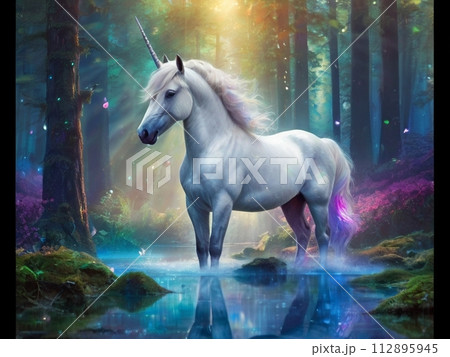 森の中を走る馬のイラスト素材 [112895945] - PIXTA