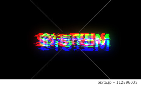 3D rendering system text with screen effects of technological glitches 112896035