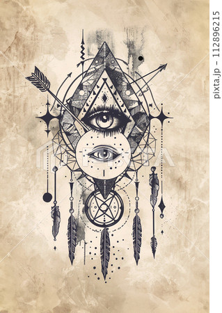 Celestial magic mystical and esoteric Illustration Celestial magic mystical and esoteric Illustration 112896215