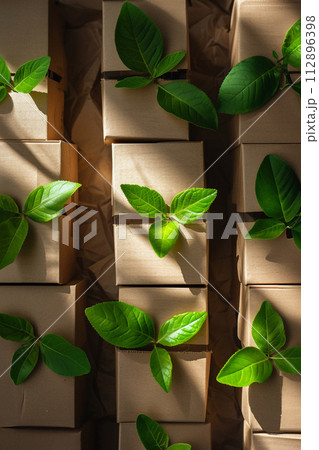 Cardboard boxes from natural recyclable material top view. Cardboard boxes from natural recyclable material top view. 112896398