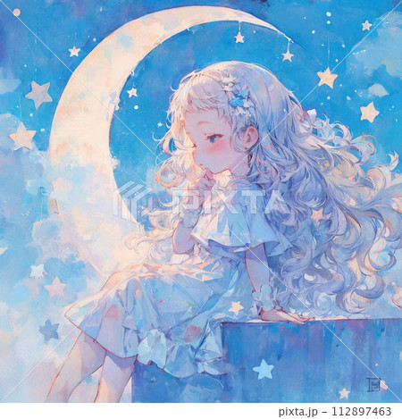 月と少女 月と少女 112897463