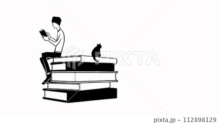 本を読む男性のイラスト 112898129