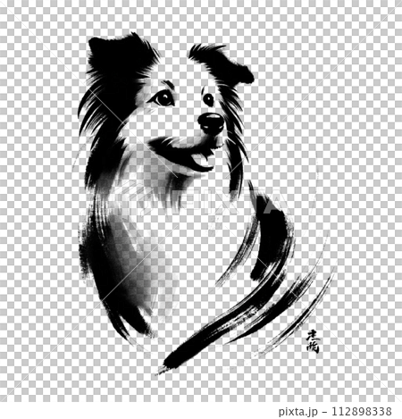 一隻真誠的狗的剪影 112898338