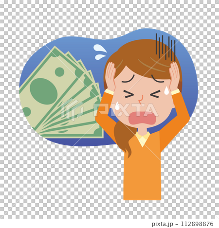 借金の返済に困る女性 借金の返済に困る女性 112898876