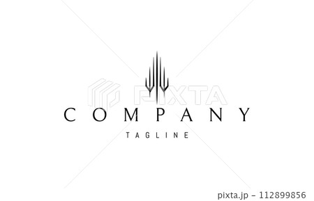 A vector logo with an abstract image of an ear of wheat in the form of a skyscraper. A vector logo with an abstract image of an ear of wheat in the form of a skyscraper. 112899856
