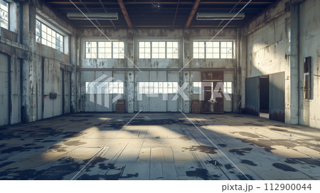空っぽの倉庫の内観　物流イメージ 112900044