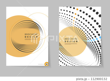 Abstract dotted vector background. Halftone effect shape backdrop. Set of cover brochure 112900132