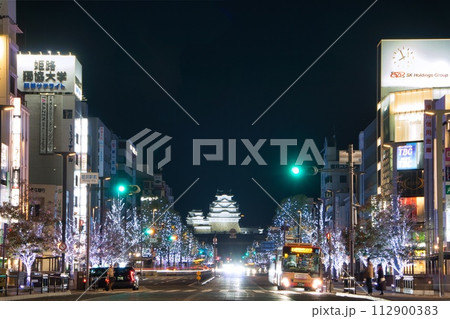 姫路城　ライトアップ 112900383