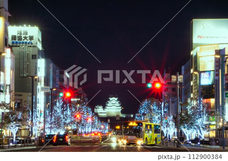 姫路城　ライトアップ 112900384