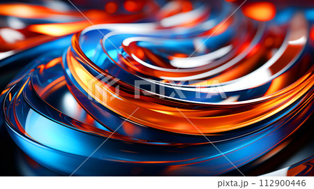 Technology blue red orange moving curve background 112900446