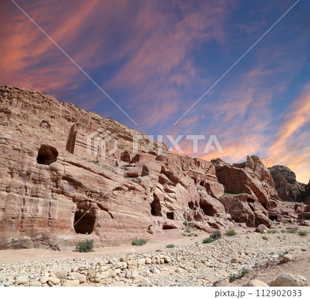 Mountains of Petra, Jordan, Middle East. Petra has been a UNESCO World Heritage Site since 1985 Mountains of Petra, Jordan, Middle East. Petra has been a UNESCO World Heritage Site since 1985 112902033