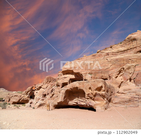 Mountains of Petra, Jordan, Middle East. Petra has been a UNESCO World Heritage Site since 1985 Mountains of Petra, Jordan, Middle East. Petra has been a UNESCO World Heritage Site since 1985 112902049
