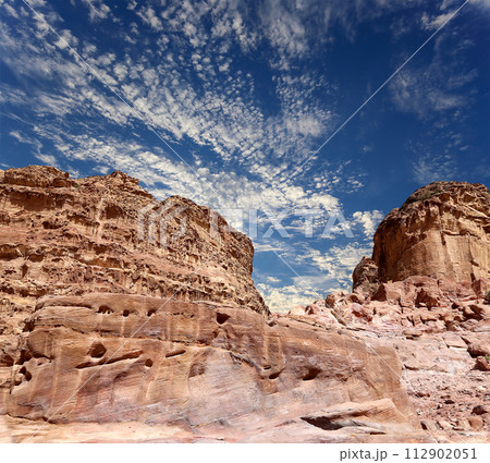 Mountains of Petra, Jordan, Middle East. Petra has been a UNESCO World Heritage Site since 1985 Mountains of Petra, Jordan, Middle East. Petra has been a UNESCO World Heritage Site since 1985 112902051