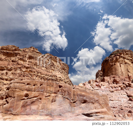 Mountains of Petra, Jordan, Middle East. Petra has been a UNESCO World Heritage Site since 1985 112902053