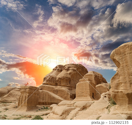 Mountains of Petra, Jordan, Middle East. Petra has been a UNESCO World Heritage Site since 1985 Mountains of Petra, Jordan, Middle East. Petra has been a UNESCO World Heritage Site since 1985 112902135