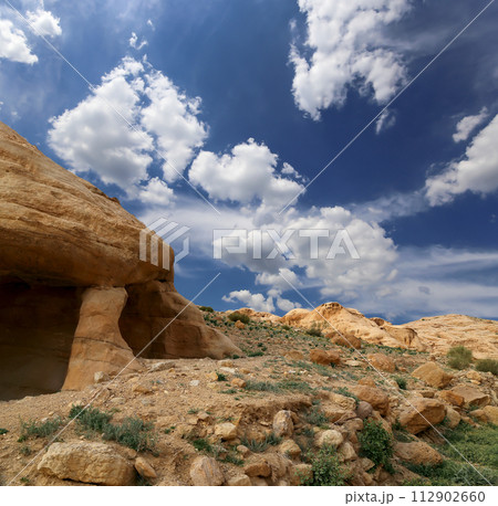Mountains of Petra, Jordan, Middle East. Petra has been a UNESCO World Heritage Site since 1985 Mountains of Petra, Jordan, Middle East. Petra has been a UNESCO World Heritage Site since 1985 112902660