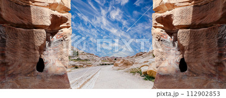 Mountains of Petra, Jordan, Middle East. Petra has been a UNESCO World Heritage Site since 1985 112902853