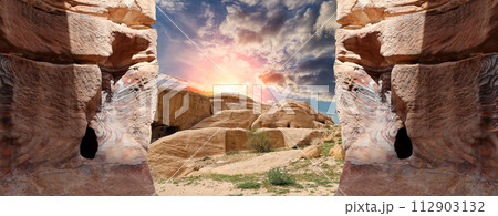 Mountains of Petra, Jordan, Middle East. Petra has been a UNESCO World Heritage Site since 1985 Mountains of Petra, Jordan, Middle East. Petra has been a UNESCO World Heritage Site since 1985 112903132