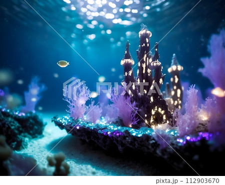 Undersea world. Landscape underwater in the sea or ocean. Marine nature background. Undersea world. Landscape underwater in the sea or ocean. Marine nature background. 112903670