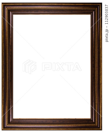 Antique Gold Brown Classic Old Vintage Wooden Rectangle mockup canvas frame isolated on white. Blank and diverse subject molding baguette. Design element. use for paint, mirror or photo Antique Gold Brown Classic Old Vintage Wooden Rectangle mockup canvas frame isolated on white. Blank and diverse subject molding baguette. Design element. use for paint, mirror or photo 112903837