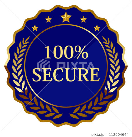 高級感のあるセキュリティ対策エンブレム ブルー&ゴールド 高級感のあるセキュリティ対策エンブレム ブルー&ゴールド 112904644