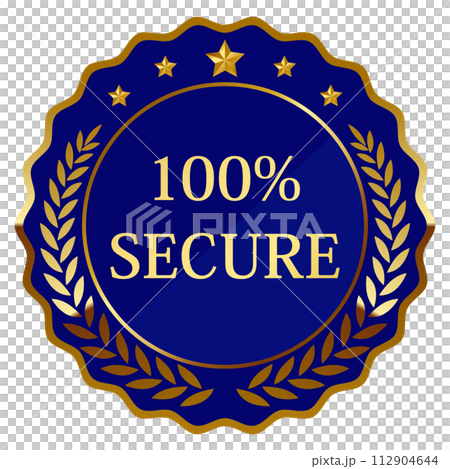 高級感のあるセキュリティ対策エンブレム ブルー&ゴールド 高級感のあるセキュリティ対策エンブレム ブルー&ゴールド 112904644