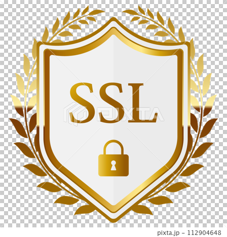 Luxury security emblem white and gold 112904648