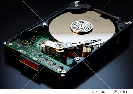 ハードディスクドライブの蓋を開けた中の様子 ハードディスクドライブの蓋を開けた中の様子 112904659