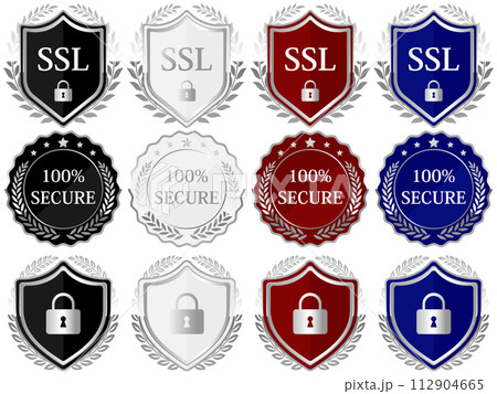 高級感のあるセキュリティ対策エンブレム12種セット　シルバー 112904665