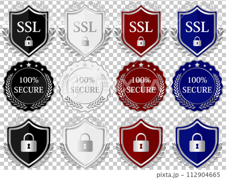 高級感のあるセキュリティ対策エンブレム12種セット　シルバー 112904665