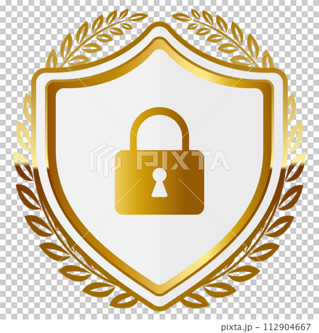 Luxury security emblem white and gold 112904667