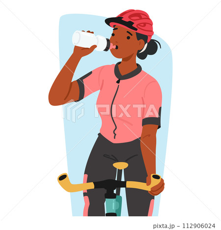Cyclist Sportswoman Pedaling, Discovers Empty Water Bottle, Seeking Hydration, Persists Through The Ride, Female Athlete Cyclist Sportswoman Pedaling, Discovers Empty Water Bottle, Seeking Hydration, Persists Through The Ride, Female Athlete 112906024