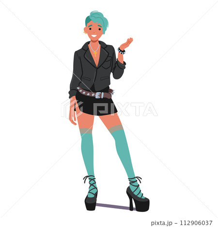 Punk Woman Subculture, Bold Rebellious Fashion, Vibrant Hair And Diy Attitude. Embracing Nonconformity, Challenge Norms 112906037