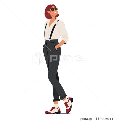 Dandy Woman Subculture Embodies Elegance And Sophistication, Blending Masculine And Feminine Fashion Elements Dandy Woman Subculture Embodies Elegance And Sophistication, Blending Masculine And Feminine Fashion Elements 112906044
