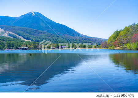 【初夏素材】女神湖と蓼科山【長野県】 112906479
