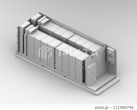 コンテナ型蓄電システムのクレイレンダリング断面イメージ。 112906748