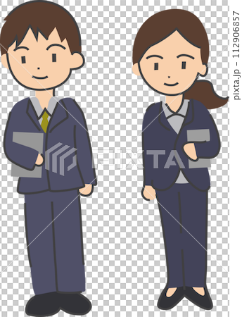 Full body of male and female office workers 112906857