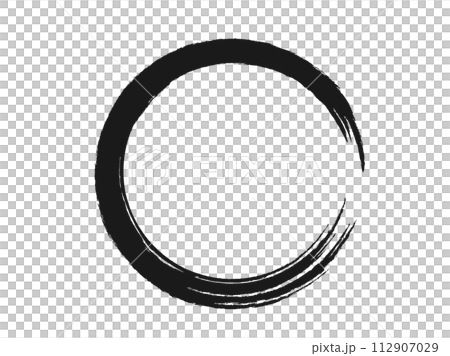 Japanese-style round frame that looks like it was written with a brush 112907029