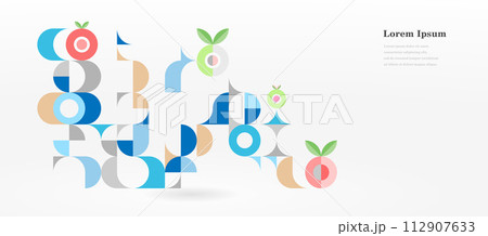 幾何学 抽象 サークル パターン レトロ 野菜 果物 背景 幾何学 抽象 サークル パターン レトロ 野菜 果物 背景 112907633