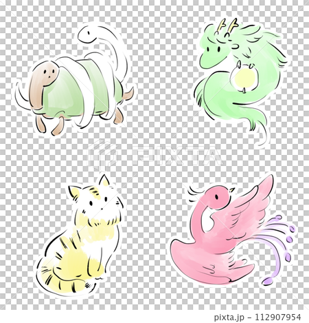 Yuruchara, hand-drawn four gods 112907954