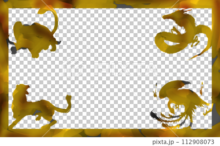 四神的酷剪影框架 112908073