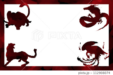 かっこいい四神のシルエットのフレーム 112908074