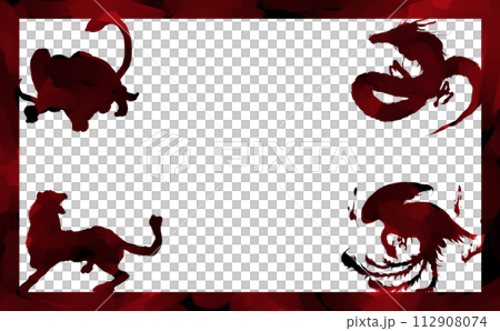 かっこいい四神のシルエットのフレーム 112908074